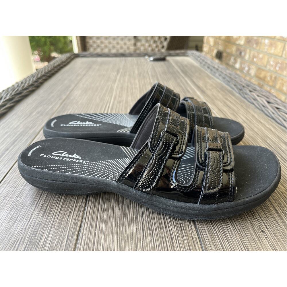 Clarks Cloudsteppers Breeze Piper Slide Sandals Women's Blk Slip-On Comfort - 9M - Picture 3 of 11